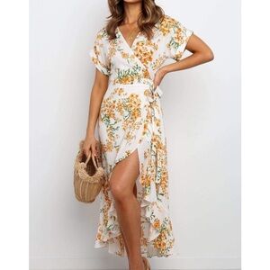 Beautiful Floral Wrap Dress